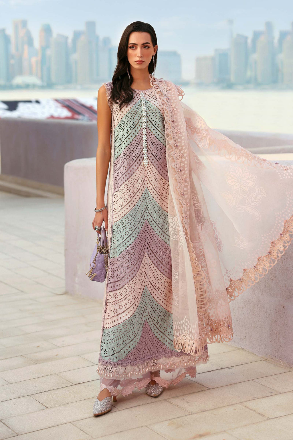 MARIA B 3 Piece Unstitched Embroidered Lawn Suit D-2612-B-Default