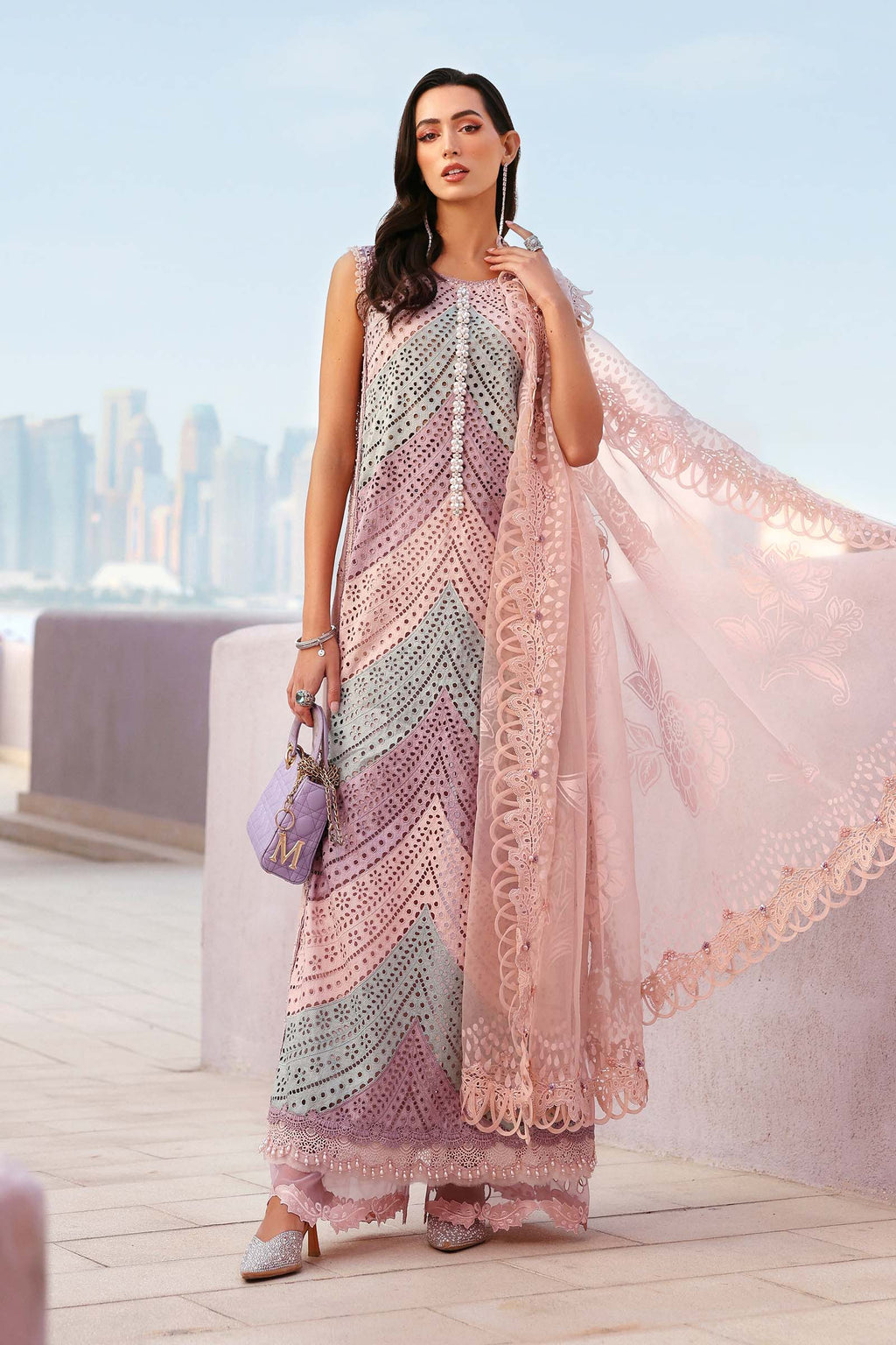 MARIA B 3 Piece Unstitched Embroidered Lawn Suit D-2612-B-Default
