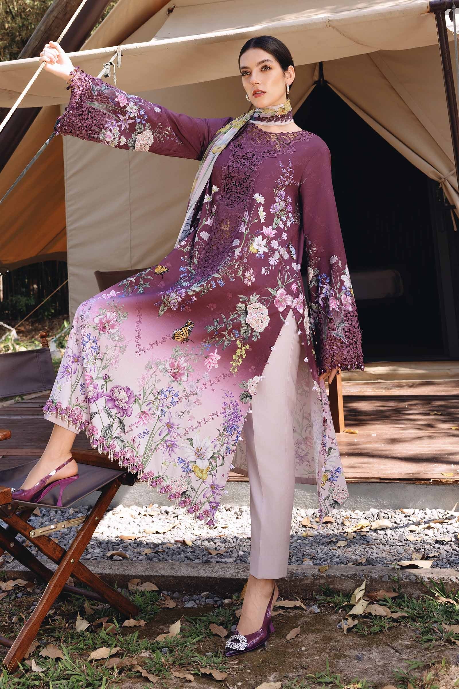 MARIA B 3 Piece Unstitched Embroidered Lawn Suit MPT-2909-B
