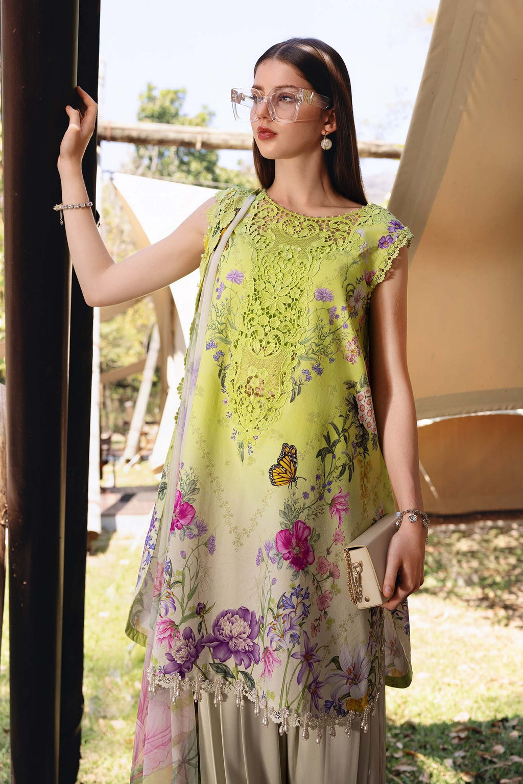 Maria B 3 Piece Unstitched Embroidered Lawn Suit MPT-2909-A