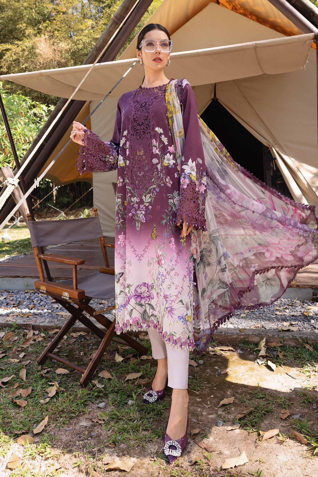 MARIA B 3 Piece Unstitched Embroidered Lawn Suit MPT-2909-B