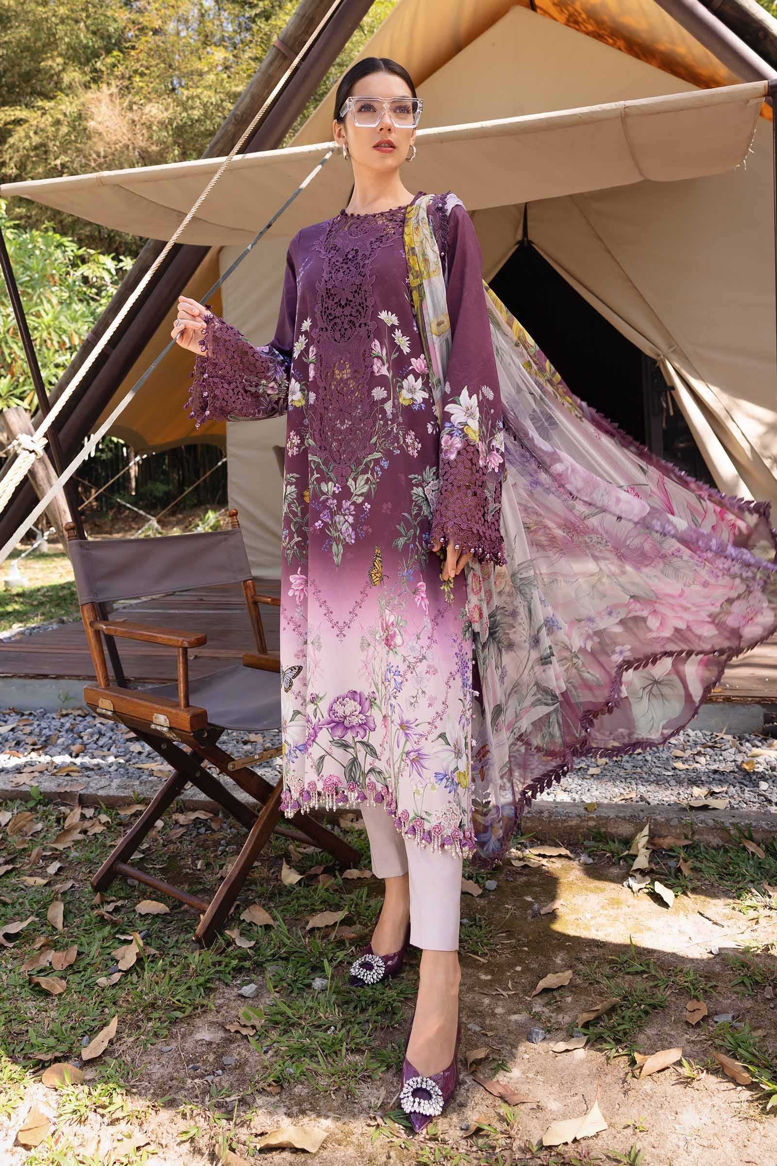 MARIA B 3 Piece Unstitched Embroidered Lawn Suit MPT-2909-B