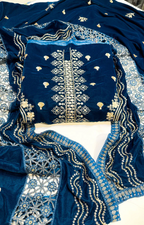 HUSSAIN REHAR VELVET 04 NAVY