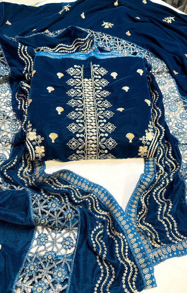 HUSSAIN REHAR VELVET 04 NAVY