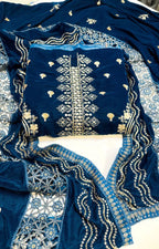 HUSSAIN REHAR VELVET 04 NAVY