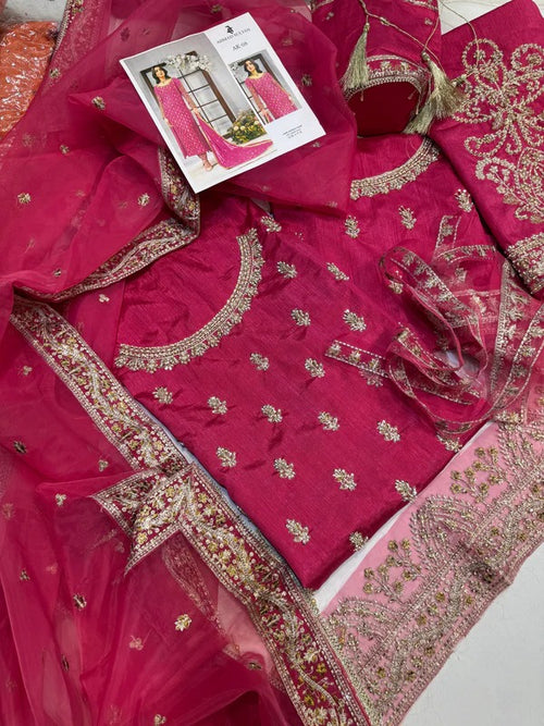 AHMAD SULTAN RAW SILK HOT PINK