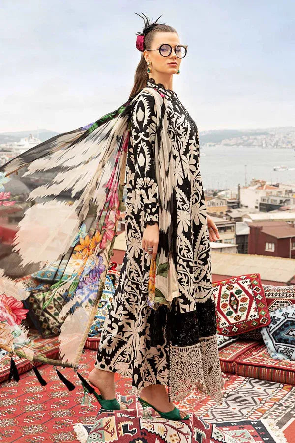 MARIA.B LAWN 3PC BLACK WHITE