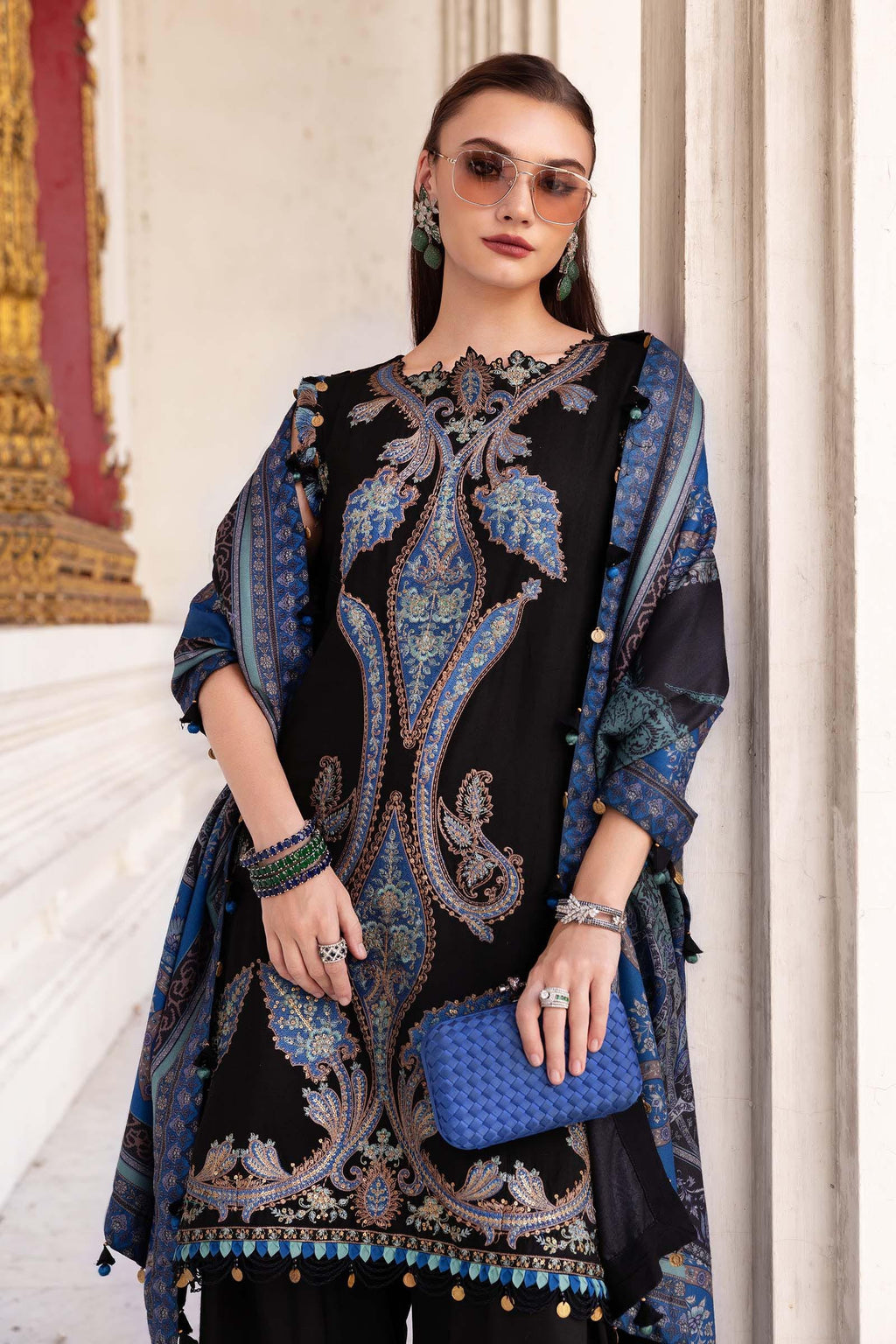 MARIA.B MPRINTS EMBROIDERED UNSTITCHED 3PC SUIT MPT-2806-B