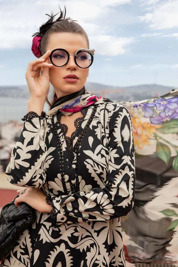 MARIA.B LAWN 3PC BLACK WHITE